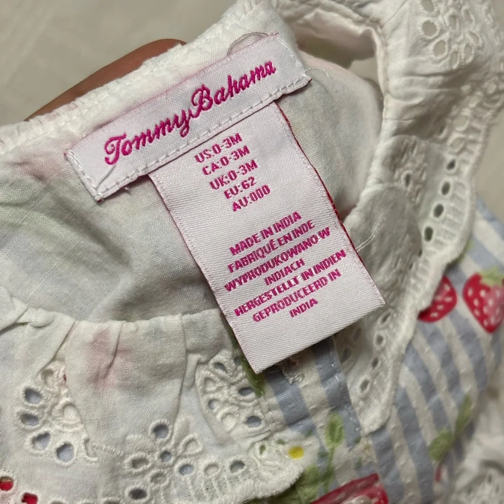 Tommy Bahama Blue and White Strawberry Diaper Cover Set